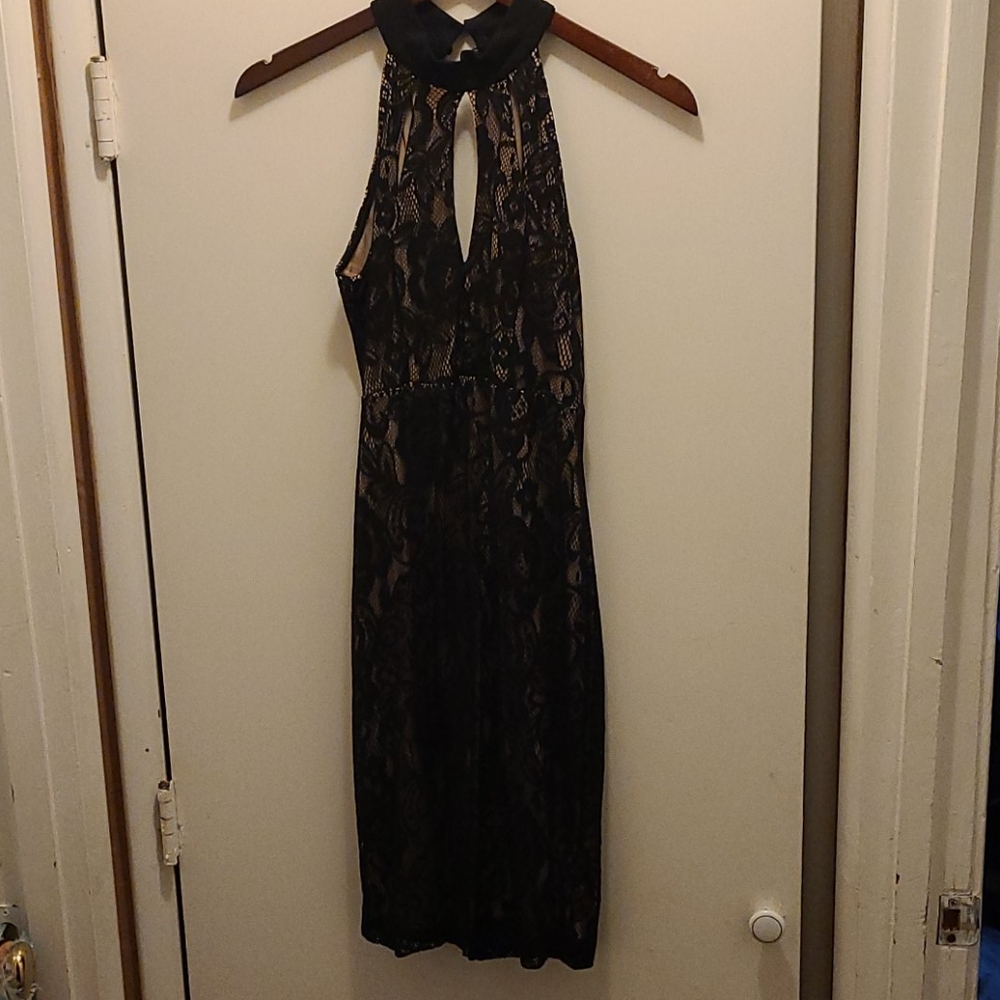 Mystic Black Lace Midi Dress